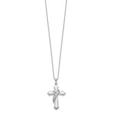 Sentimental Expressions Sterling Silver Rhodium-plated CZ My Journey Of Hope 18in Cross Necklace